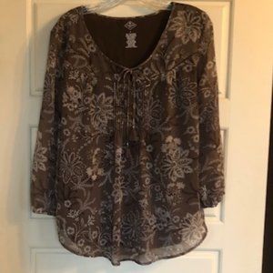 Brown Floral Blouse - Large